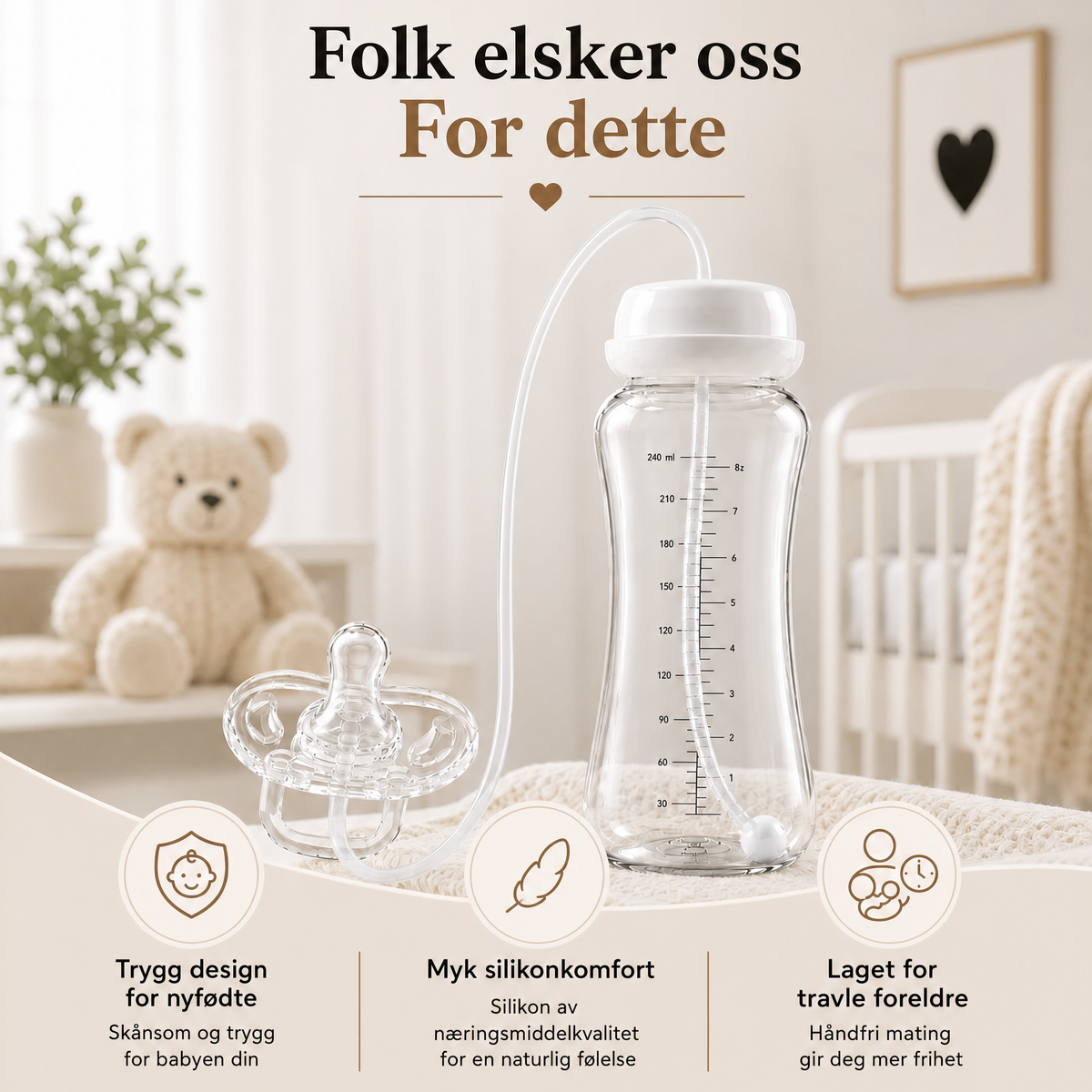 Håndfri babyflaske