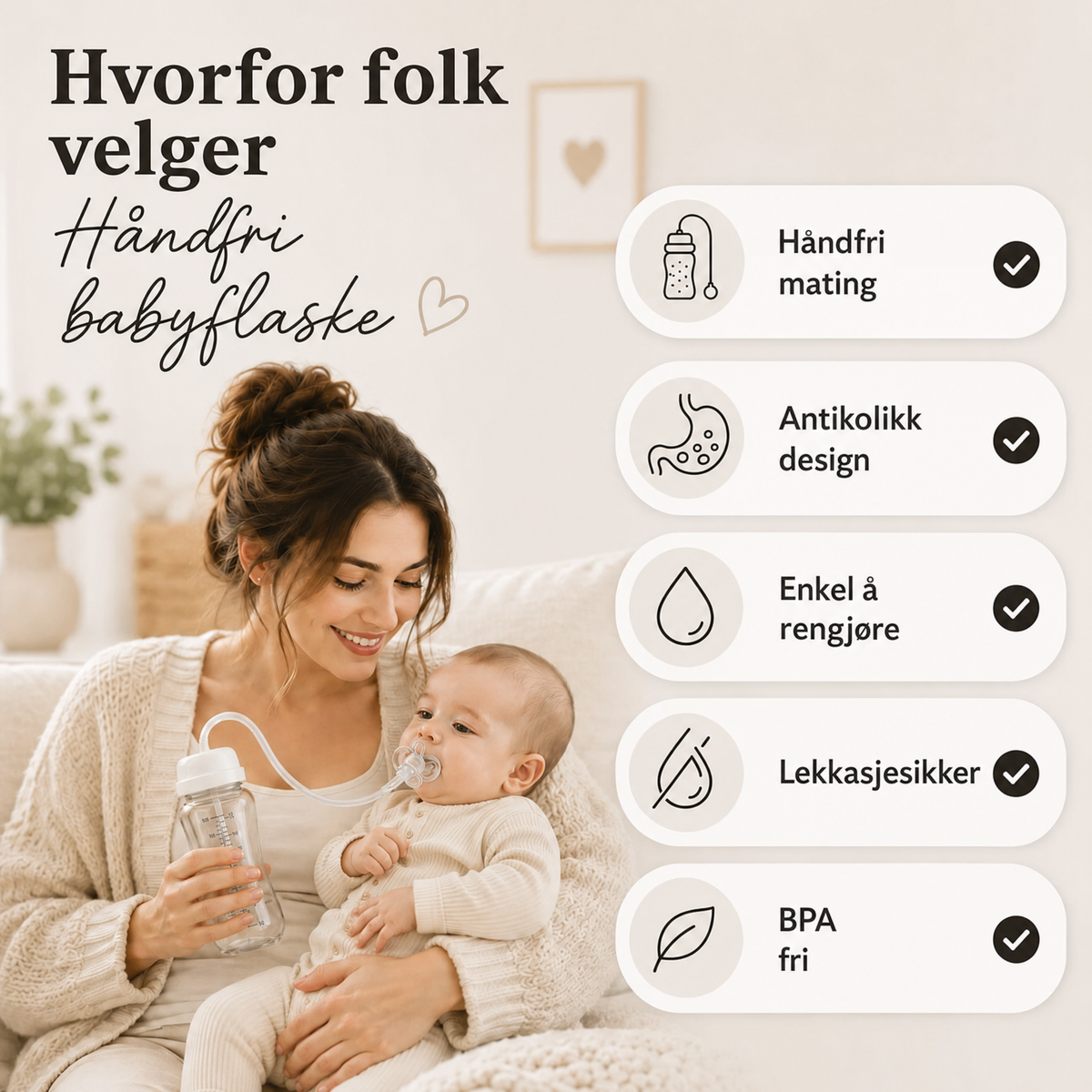 Håndfri babyflaske